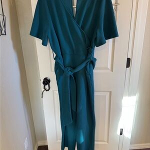 Elegant Teal Wrap Jumpsuit